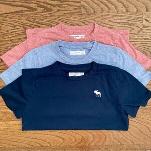 Abercrombie Kids Short Sleeve Tee Trio - Navy, Heather Blue, Heather Red